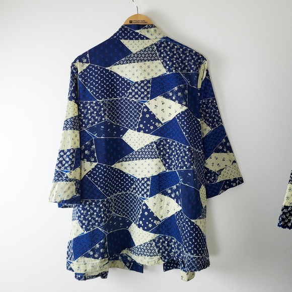 April Cornell Patchwork Midi Dress Cardigan Set 3/4 Sleeve Button Down Long - Picture 16 of 16